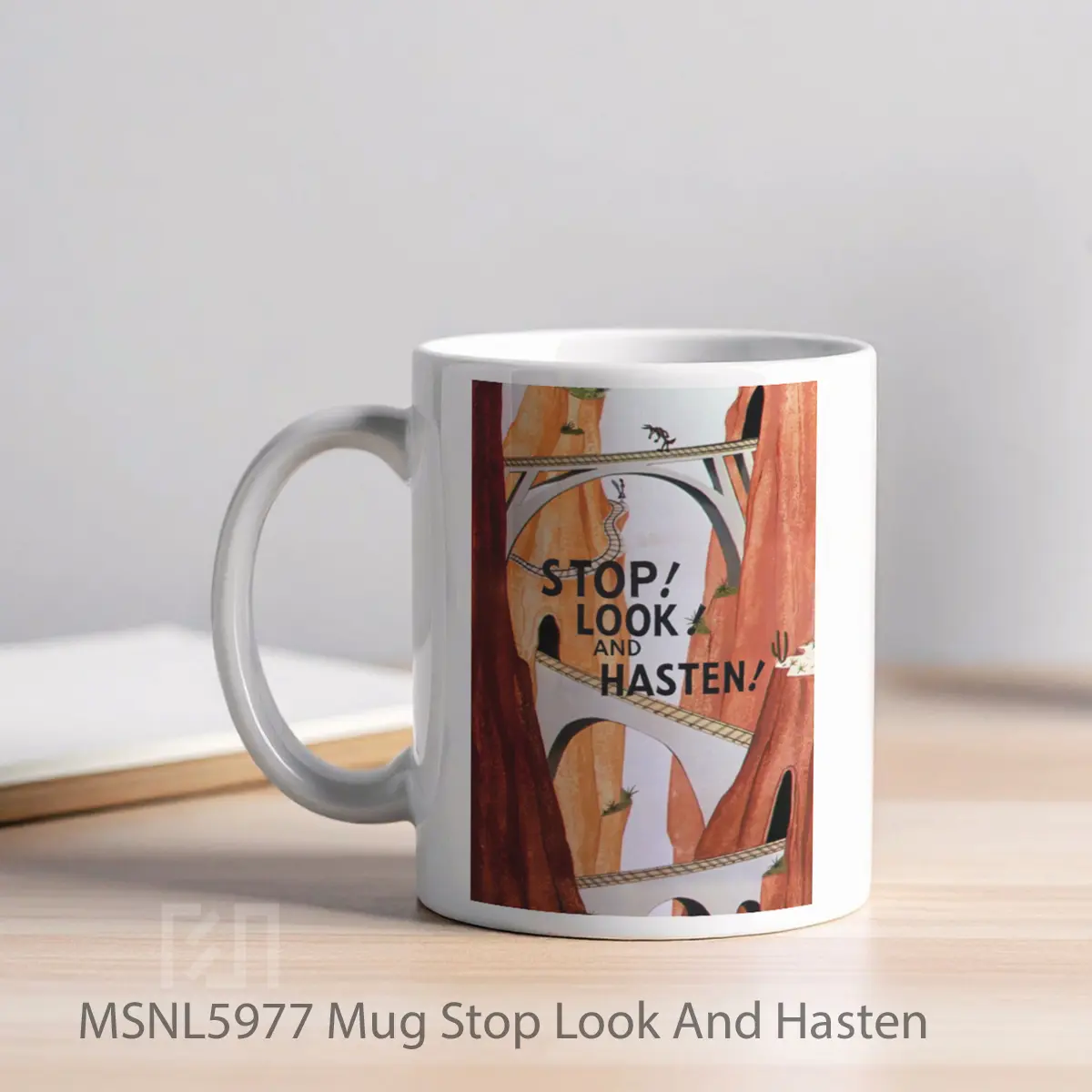 Mug Stop Look And Hasten Gelas Keramik Tema Film MSNL5977 - Tampak Kiri