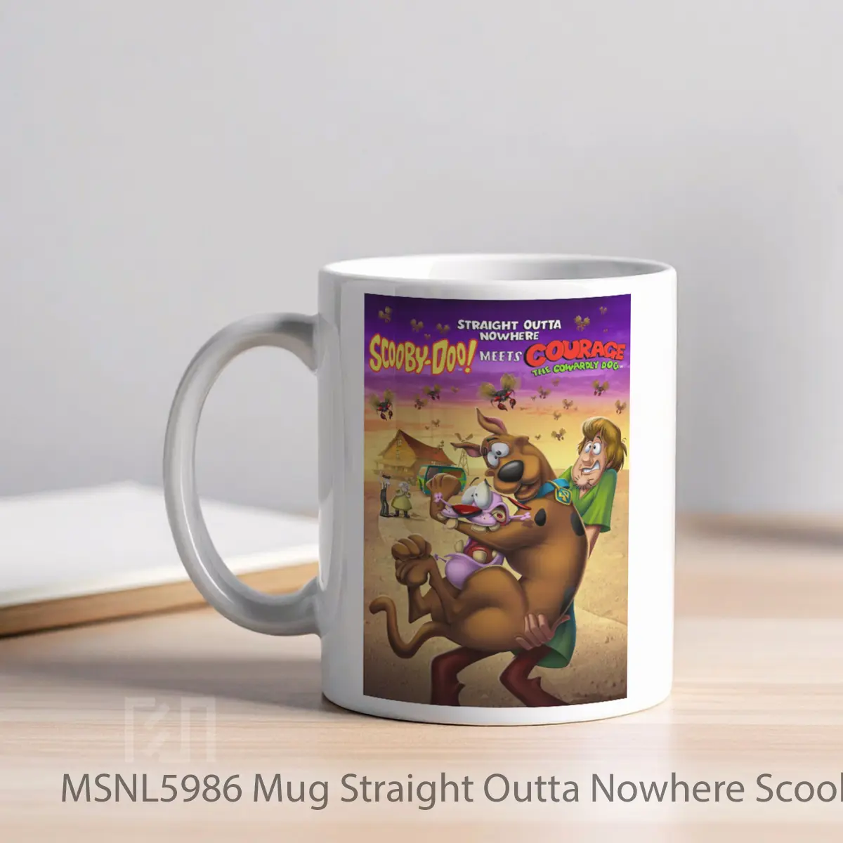 Mug Straight Outta Nowhere Scooby Doo Meets Courage The Cowardly Dog Gelas Keramik Tema Film MSNL5986 - Tampak Kiri