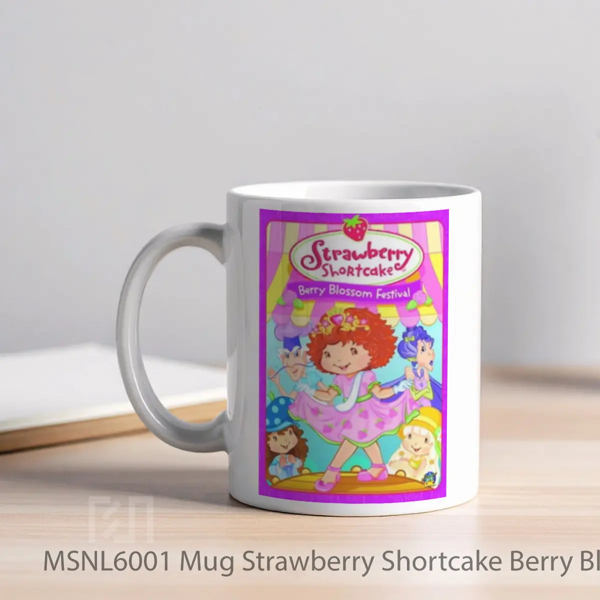 Mug Strawberry Shortcake Berry Blossom Festival Gelas Keramik Tema Film MSNL6001 - Tampak Kiri