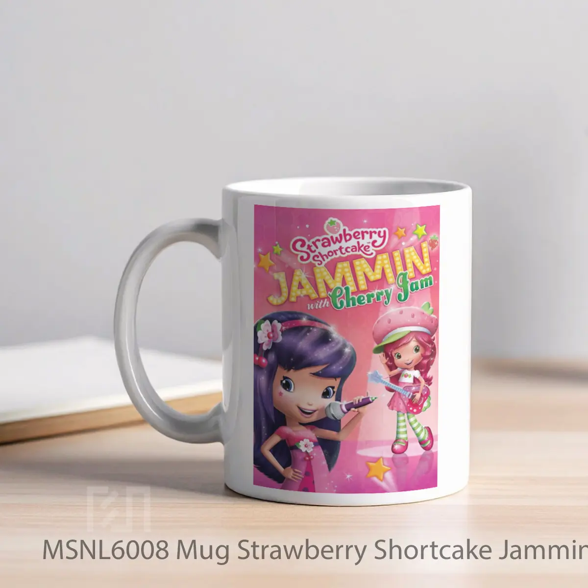Mug Strawberry Shortcake Jammin With Cherry Jam Gelas Keramik Tema Film MSNL6008 - Tampak Kiri