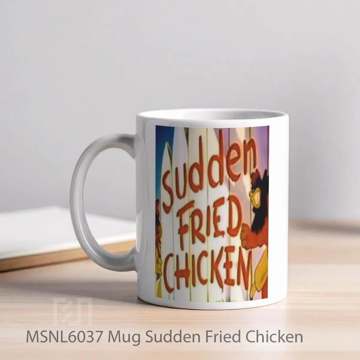 Mug Sudden Fried Chicken Gelas Keramik Tema Film MSNL6037 - Tampak Kiri