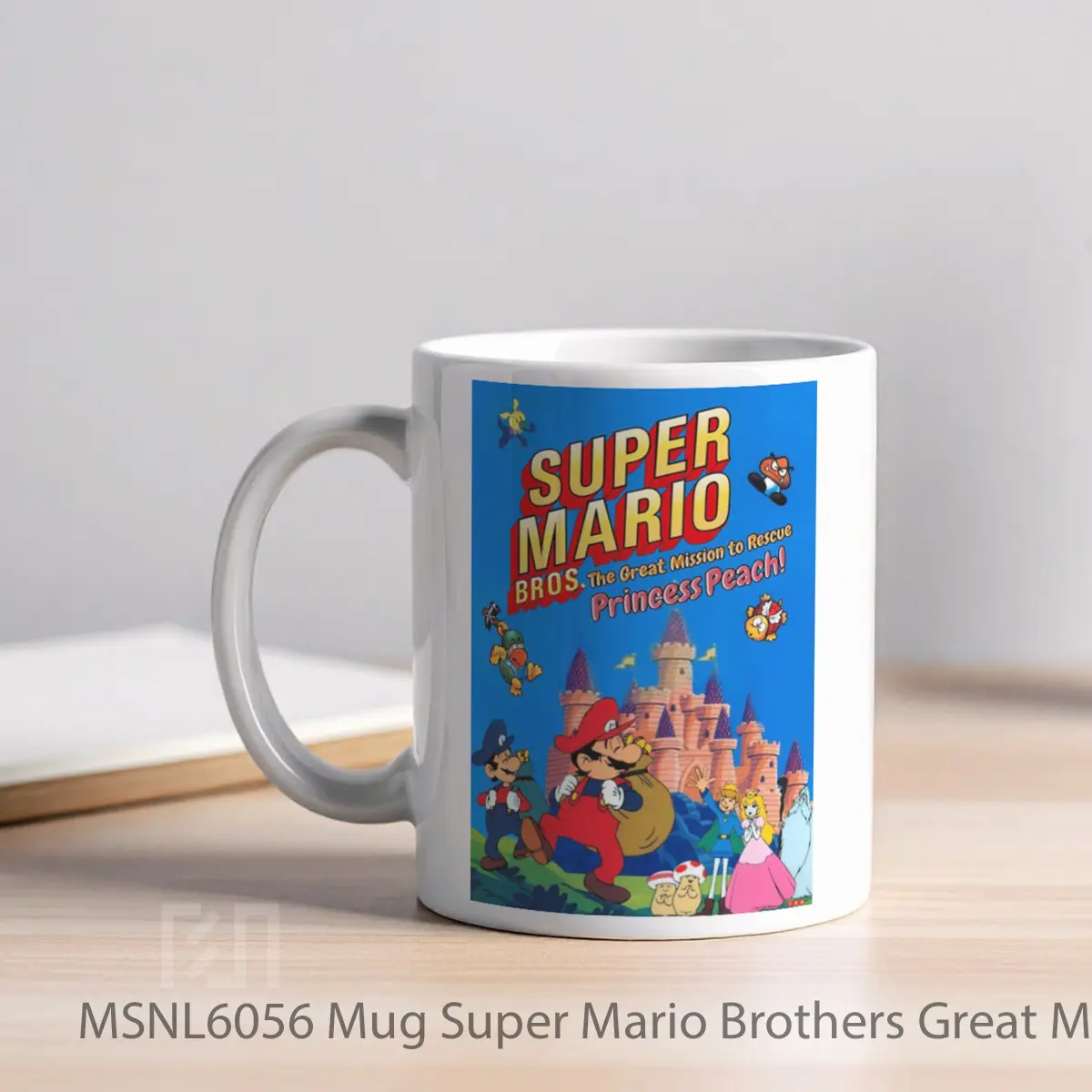 Mug Super Mario Brothers Great Mission To Rescue Princess Peach Gelas Keramik Tema Film MSNL6056 - Tampak Kiri