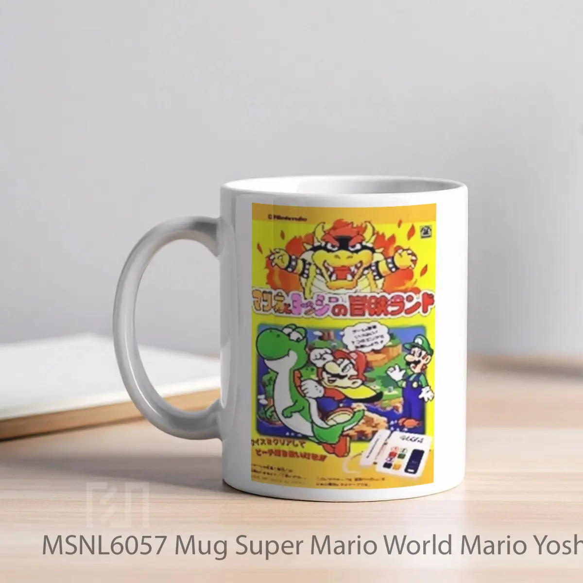 Mug Super Mario World Mario Yoshi S Adventure Land Gelas Keramik Tema Film MSNL6057 - Tampak Kiri