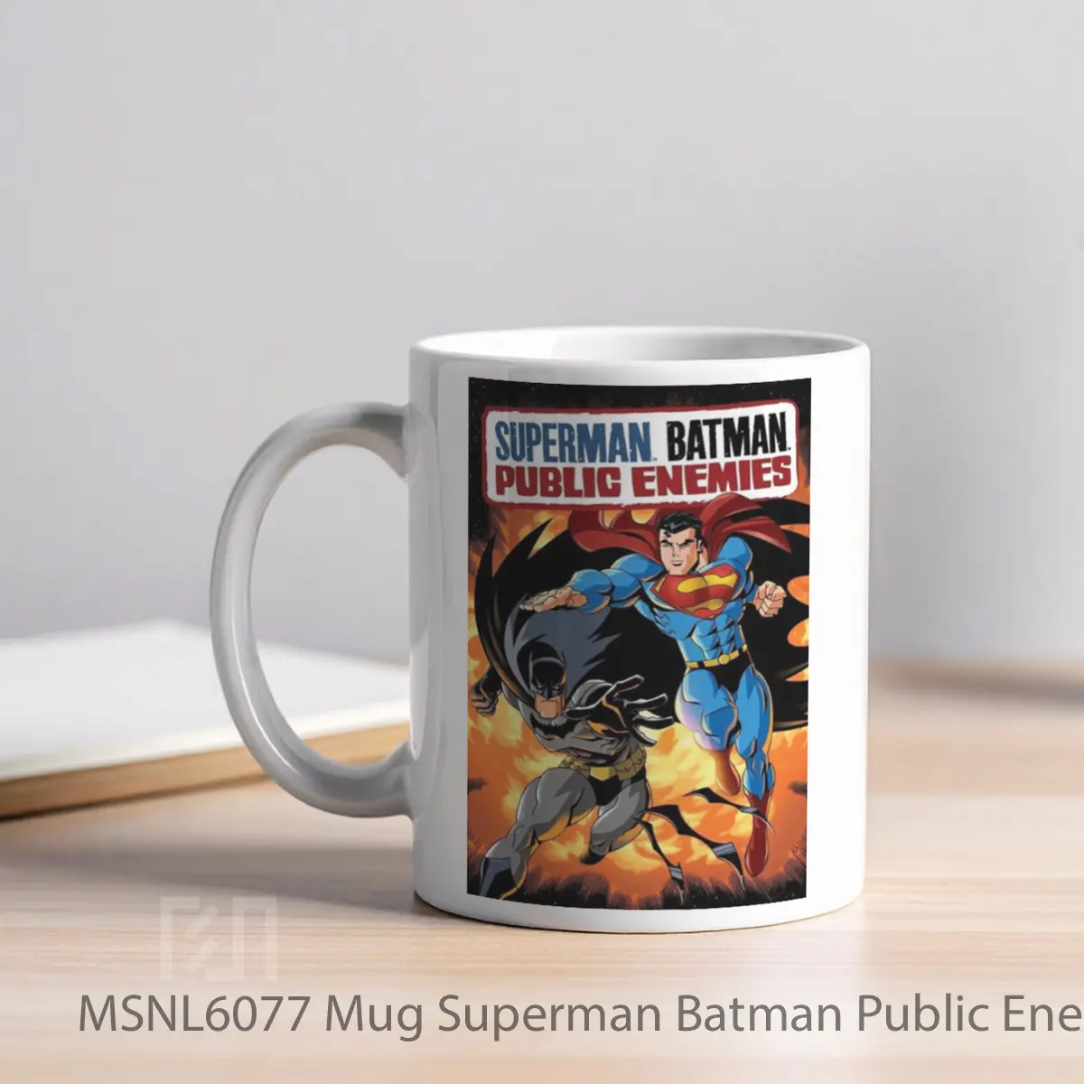 Mug Superman Batman Public Enemies Gelas Keramik Tema Film MSNL6077 - Tampak Kiri