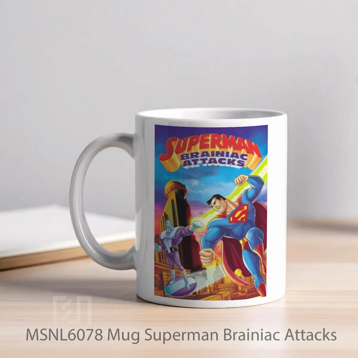 Mug Superman Brainiac Attacks Gelas Keramik Tema Film MSNL6078 - Tampak Kiri
