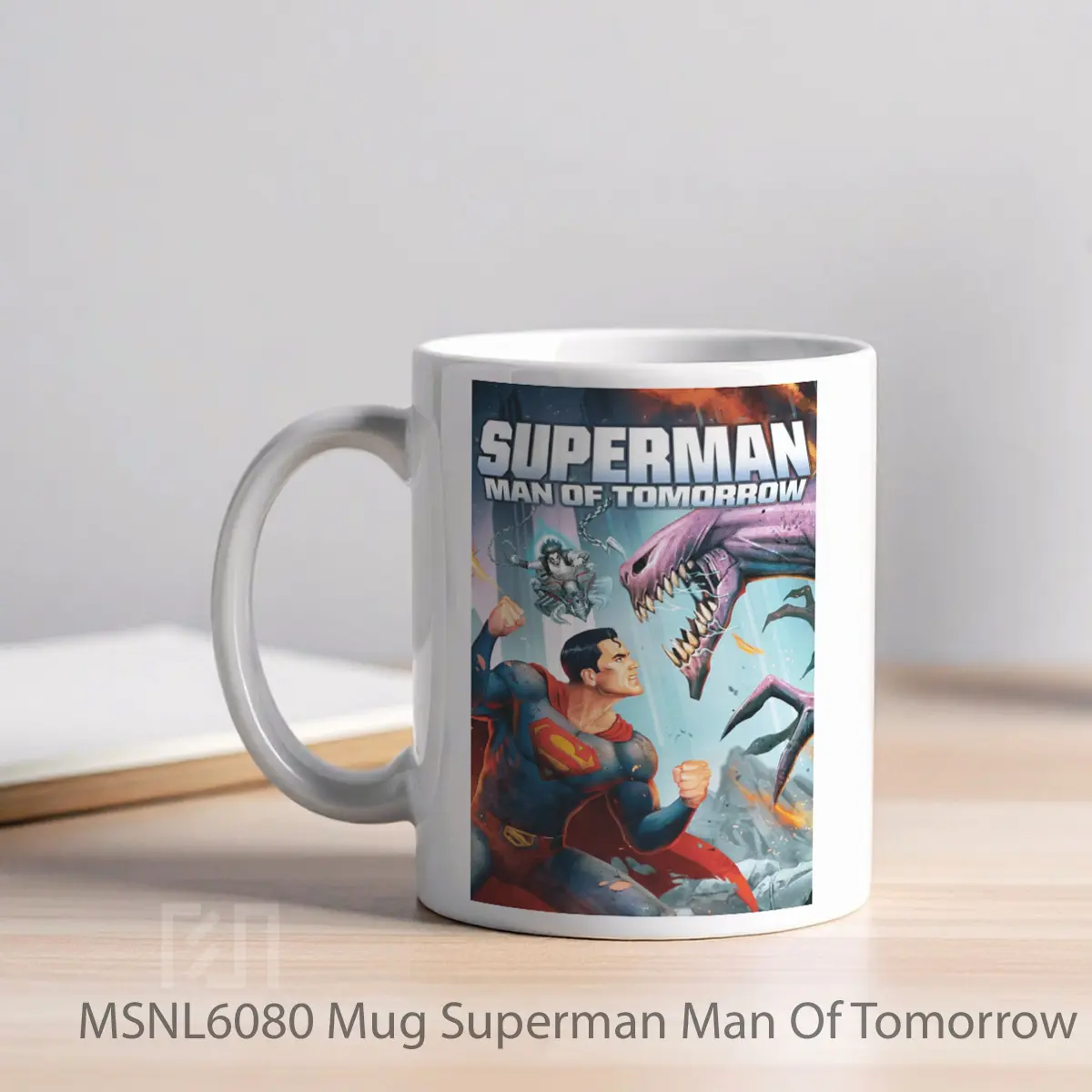 Mug Superman Man Of Tomorrow Gelas Keramik Tema Film MSNL6080 - Tampak Kiri