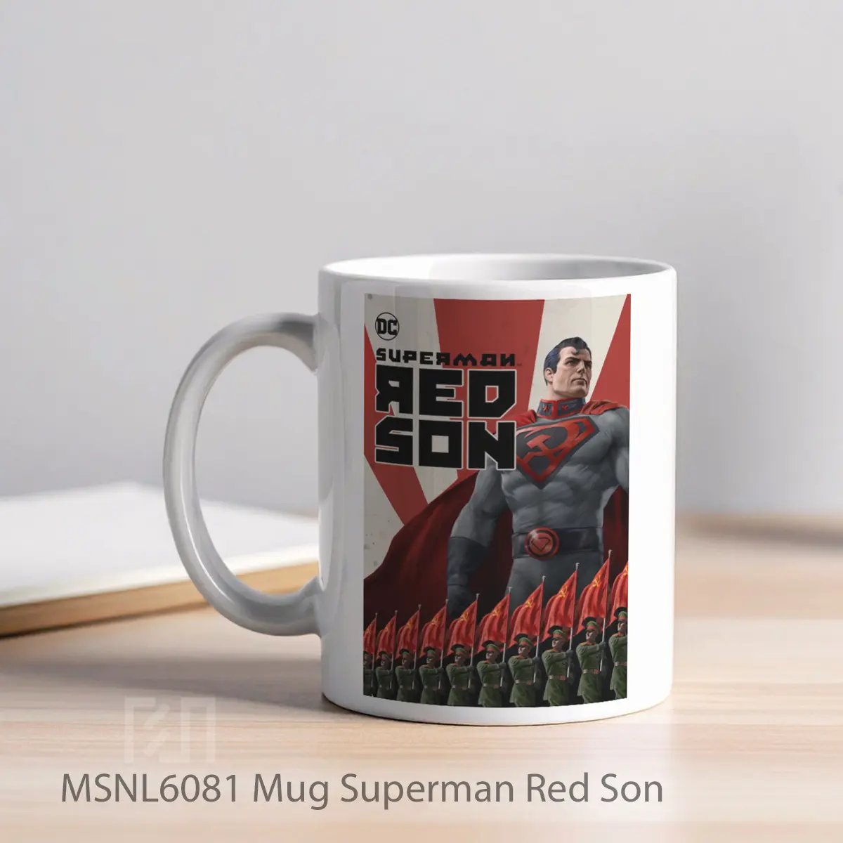 Mug Superman Red Son Gelas Keramik Tema Film MSNL6081 - Tampak Kiri