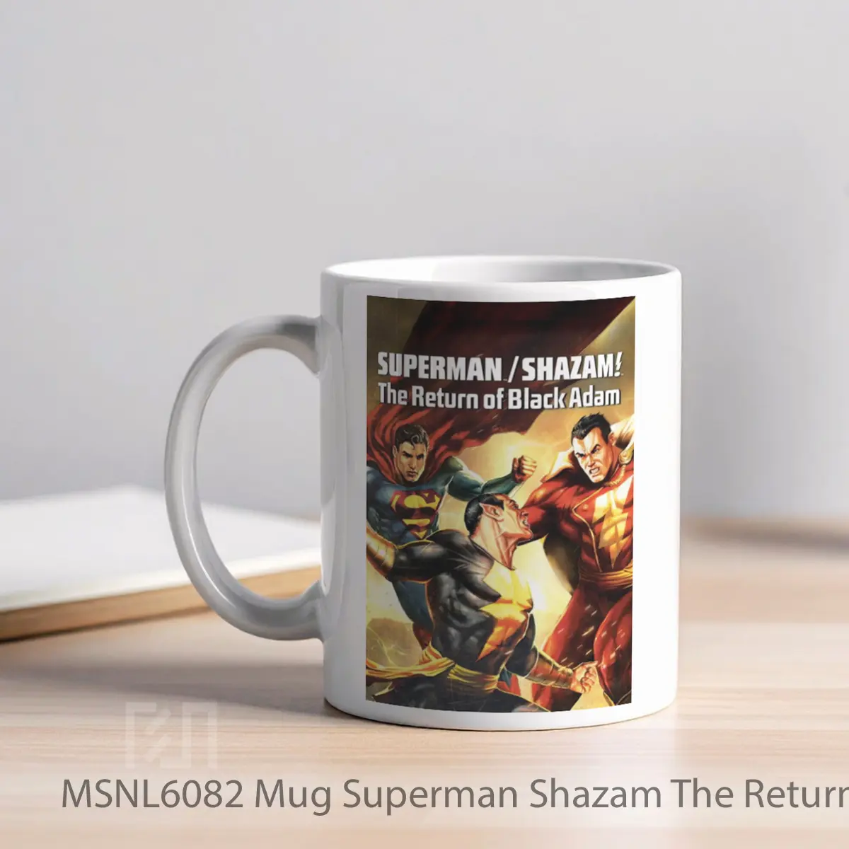 Mug Superman Shazam The Return Of Black Adam Gelas Keramik Tema Film MSNL6082 - Tampak Kiri