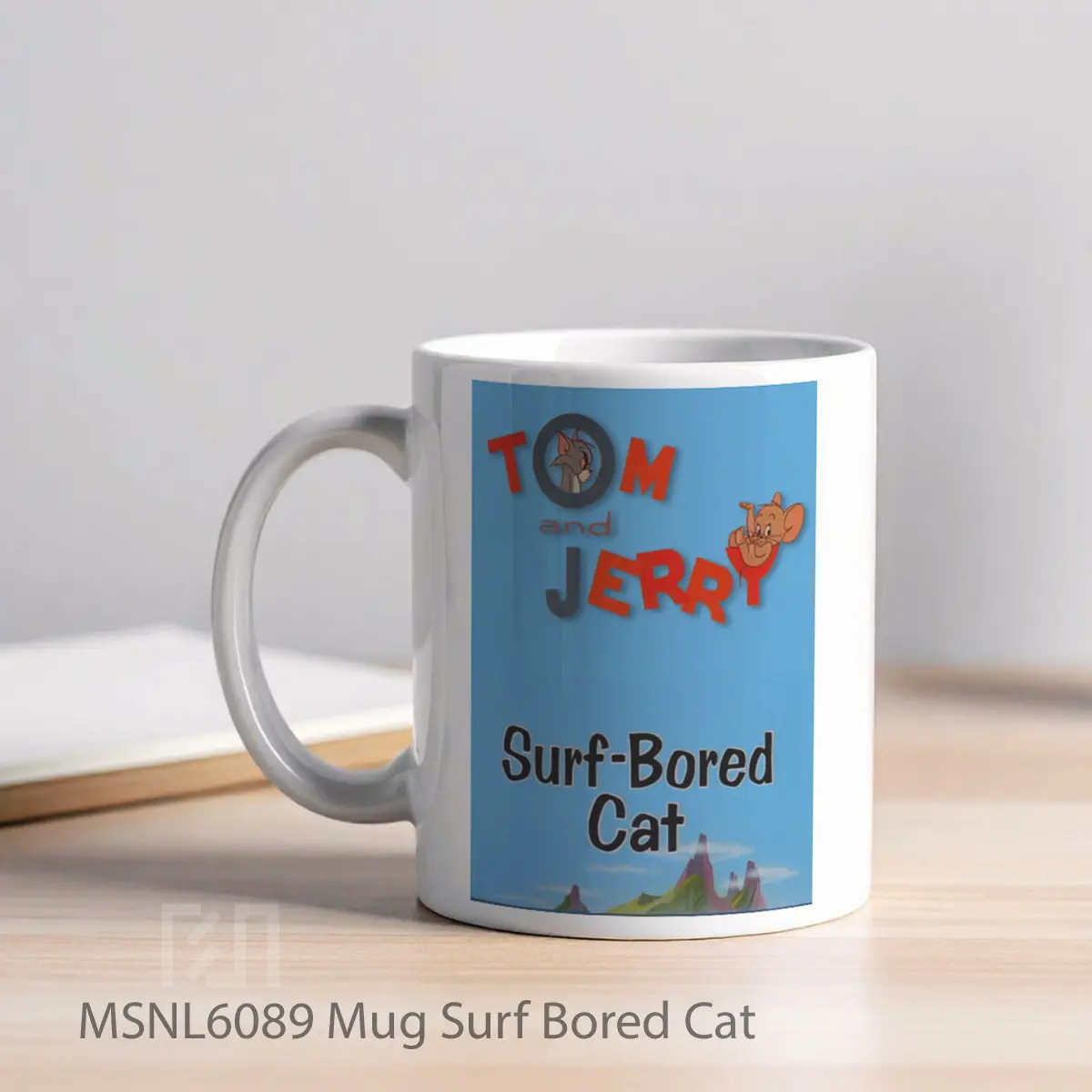 Mug Surf Bored Cat Gelas Keramik Tema Film MSNL6089 - Tampak Kiri