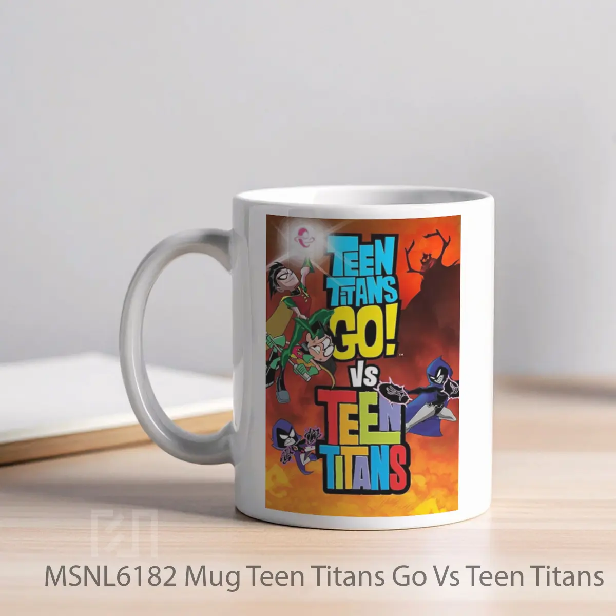 Mug Teen Titans Go Vs Teen Titans Gelas Keramik Tema Film MSNL6182 - Tampak Kiri