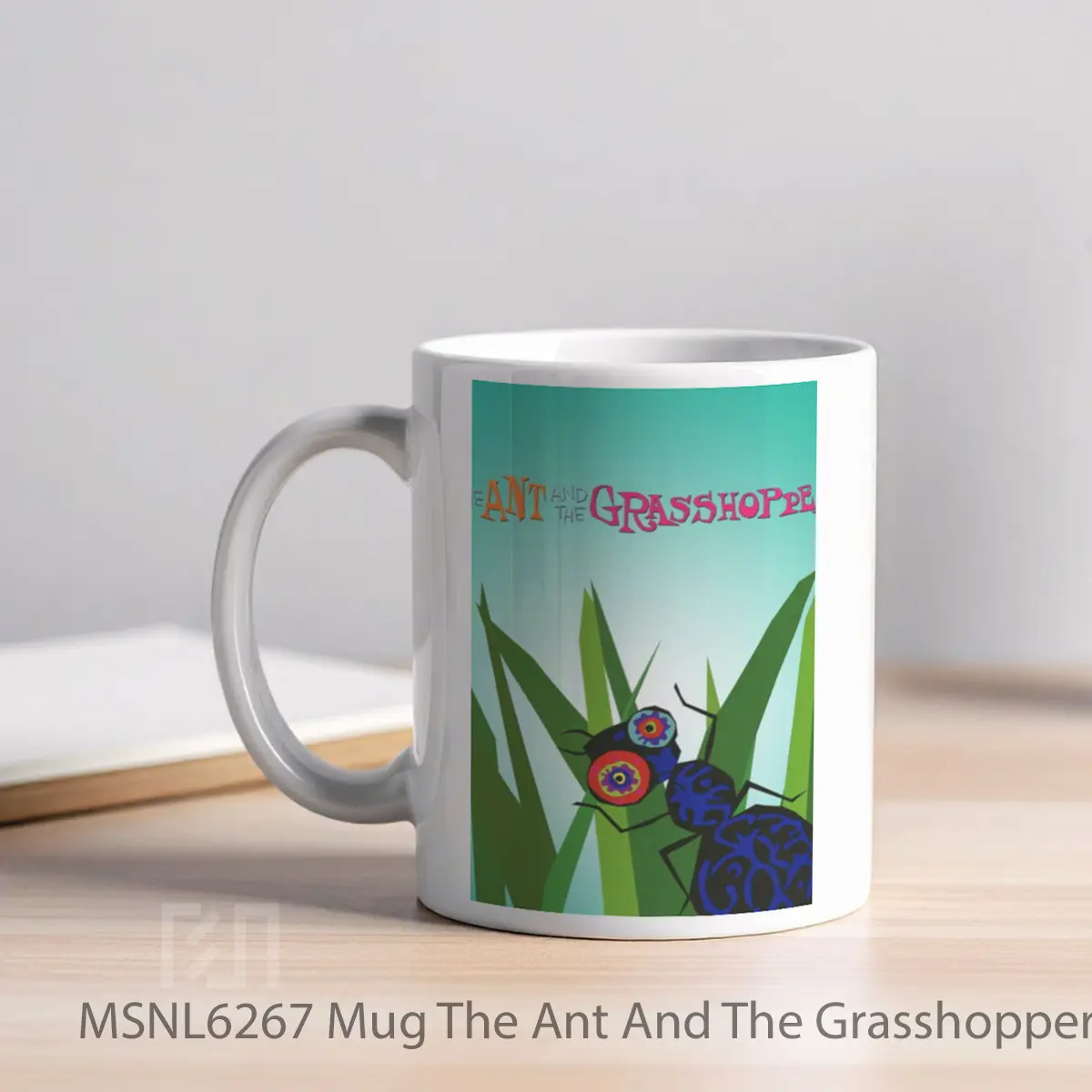 Mug The Ant And The Grasshopper Gelas Keramik Tema Film MSNL6267 - Tampak Kiri