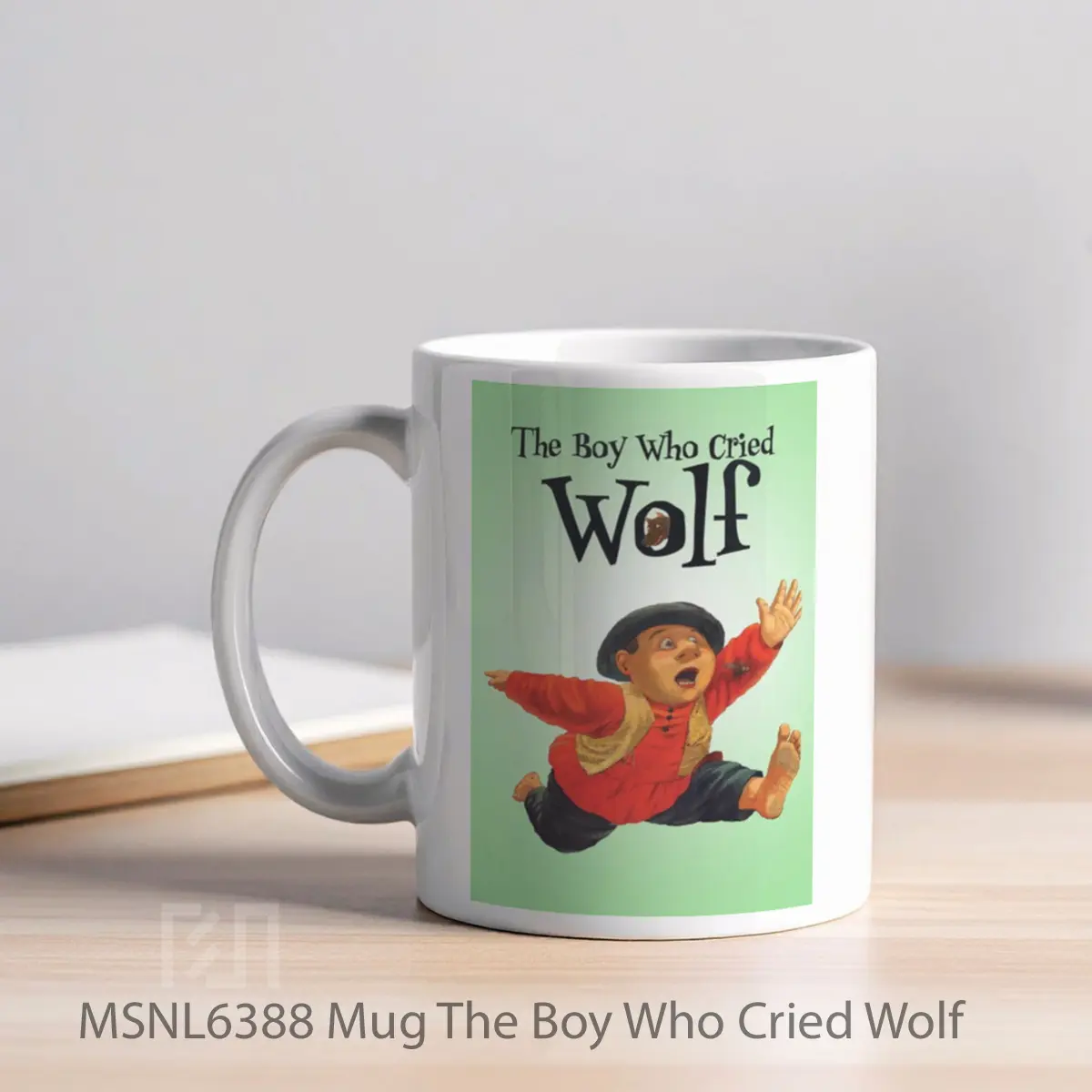 Mug The Boy Who Cried Wolf Gelas Keramik Tema Film MSNL6388 - Tampak Kiri