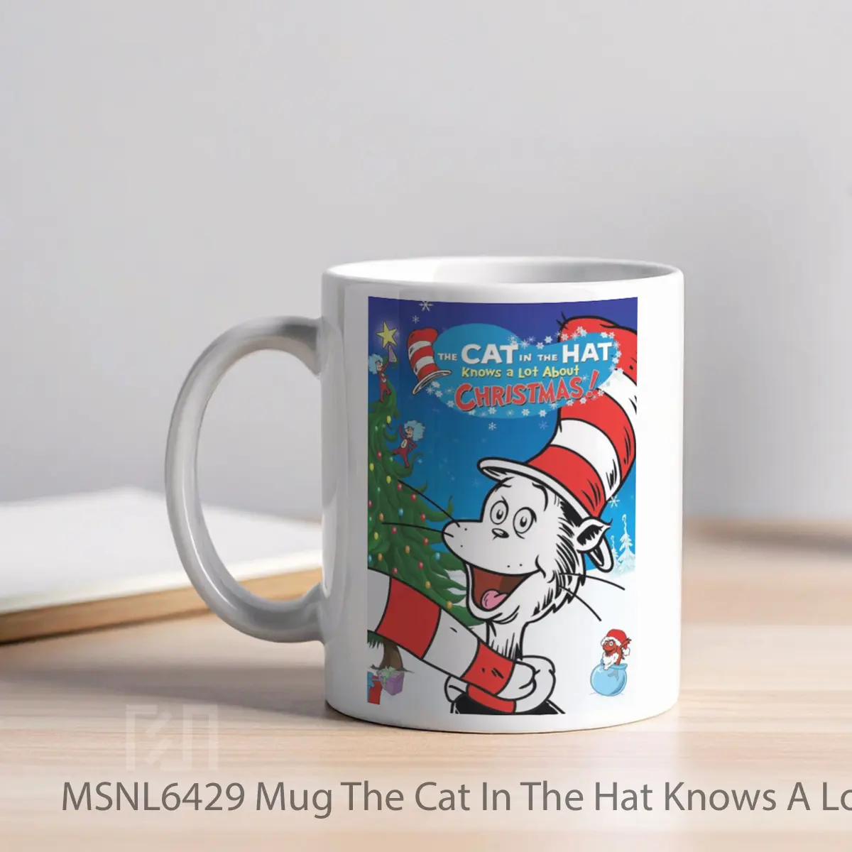 Mug The Cat In The Hat Knows A Lot About Christmas Gelas Keramik Tema Film MSNL6429 - Tampak Kiri