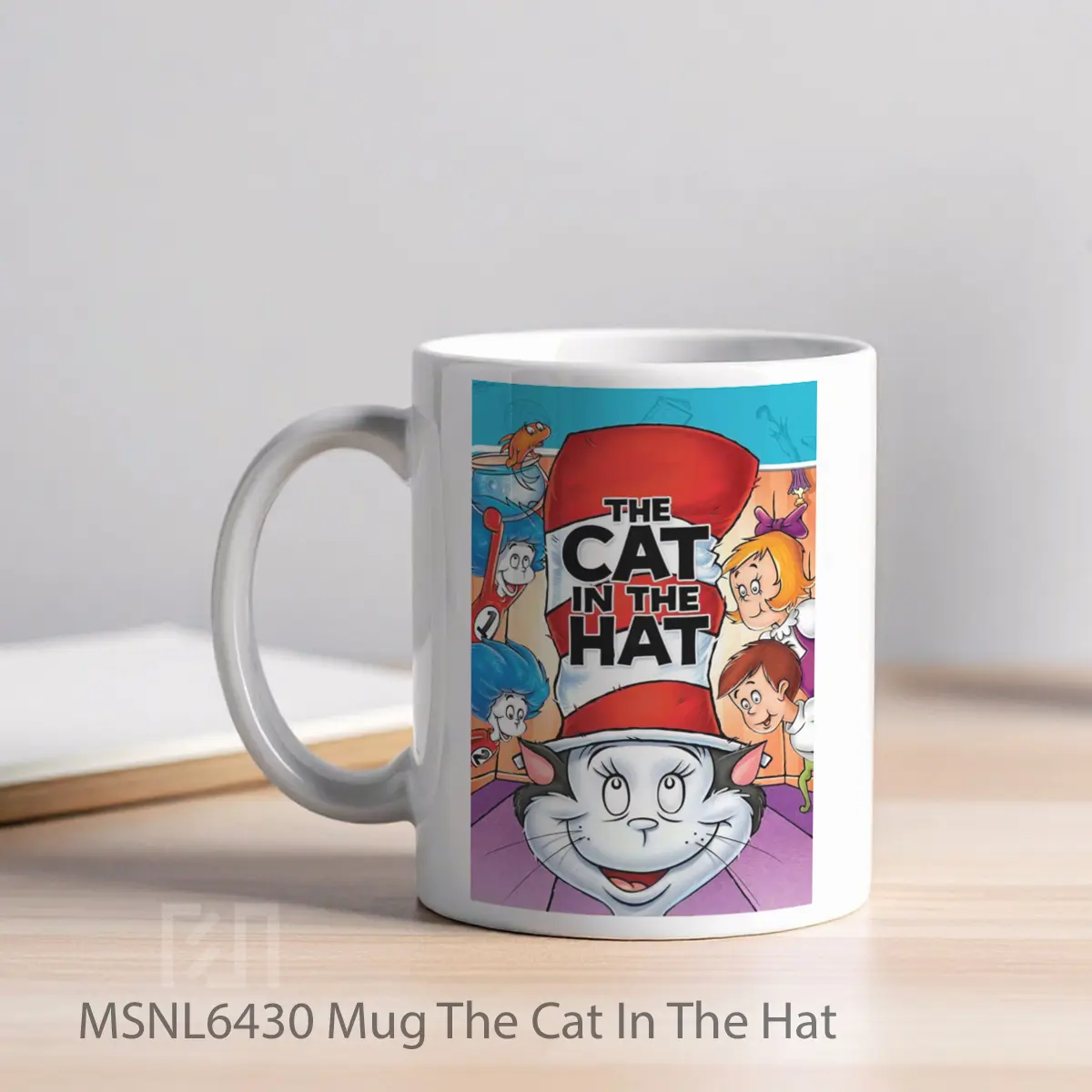 Mug The Cat In The Hat Gelas Keramik Tema Film MSNL6430 - Tampak Kiri