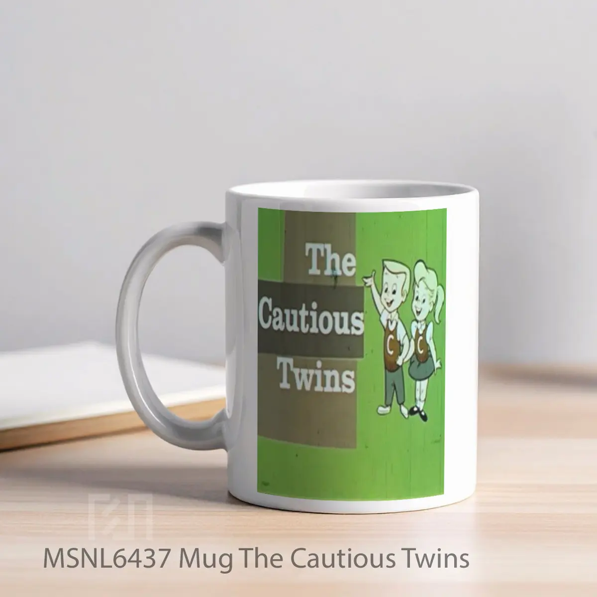 Mug The Cautious Twins Gelas Keramik Tema Film MSNL6437 - Tampak Kiri