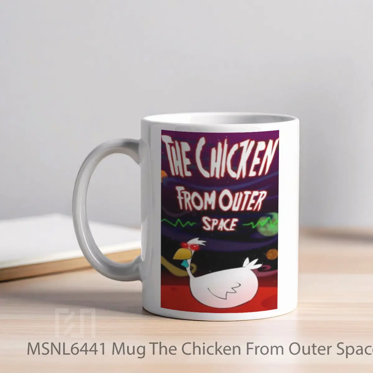 Mug The Chicken From Outer Space Gelas Keramik Tema Film MSNL6441 - Tampak Kiri
