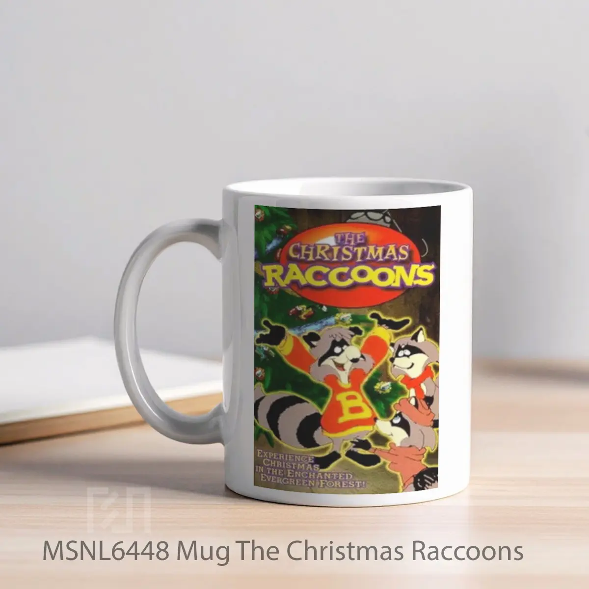 Mug The Christmas Raccoons Gelas Keramik Tema Film MSNL6448 - Tampak Kiri