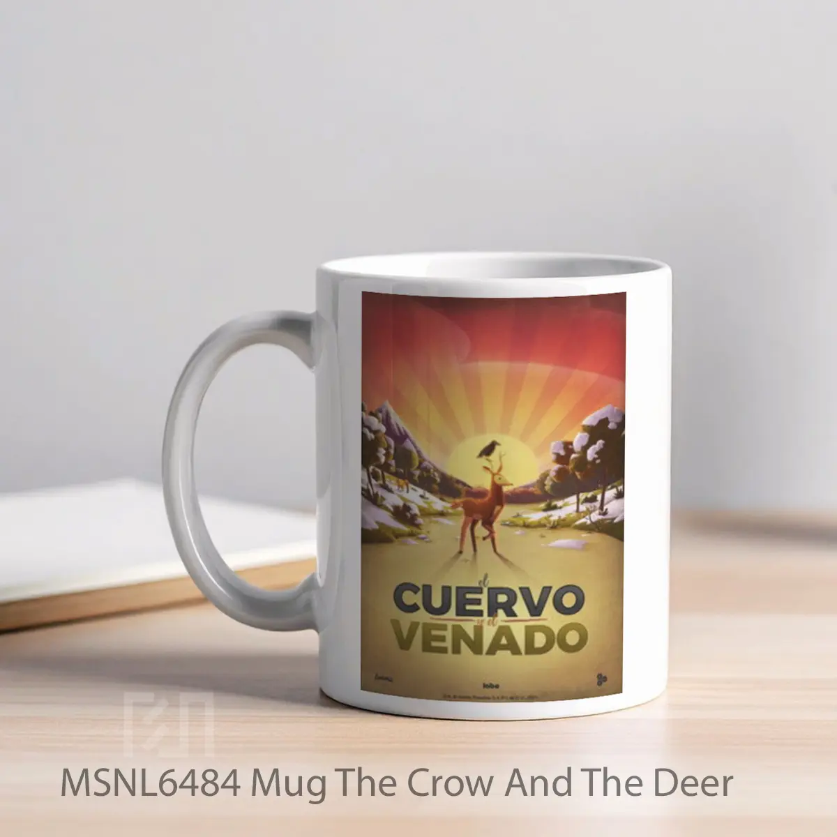 Mug The Crow And The Deer Gelas Keramik Tema Film MSNL6484 - Tampak Kiri