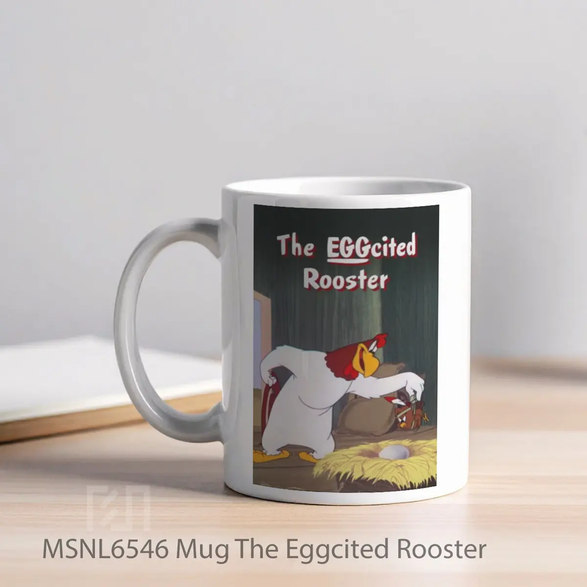 Mug The Eggcited Rooster Gelas Keramik Tema Film MSNL6546 - Tampak Kiri