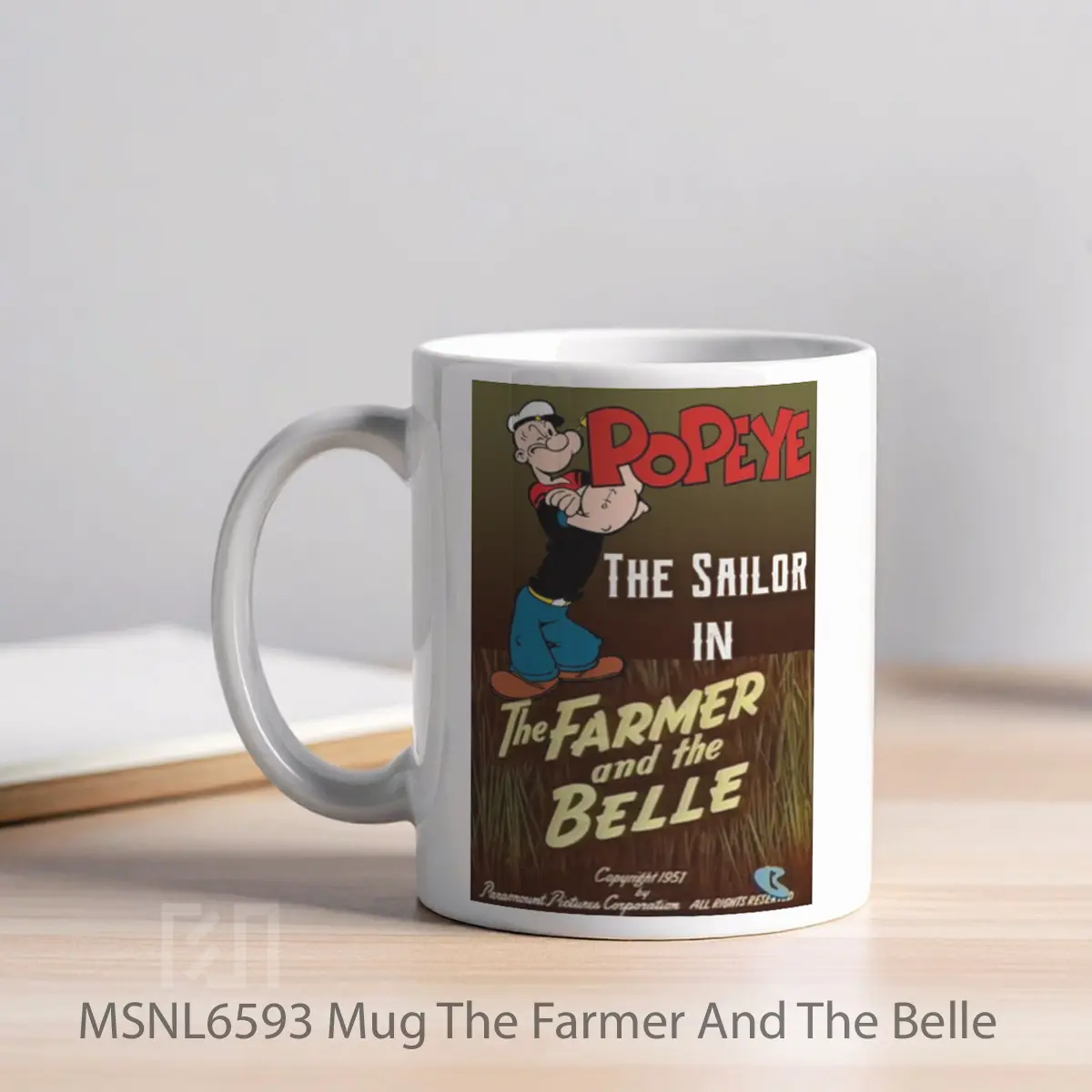 Mug The Farmer And The Belle Gelas Keramik Tema Film MSNL6593 - Tampak Kiri