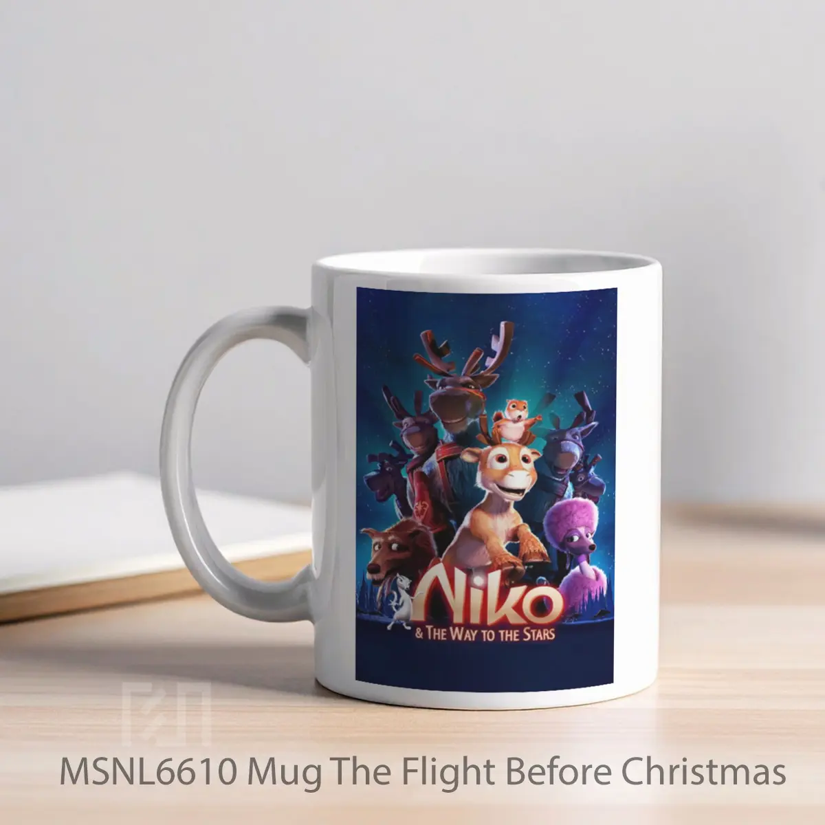 Mug The Flight Before Christmas Gelas Keramik Tema Film MSNL6610 - Tampak Kiri
