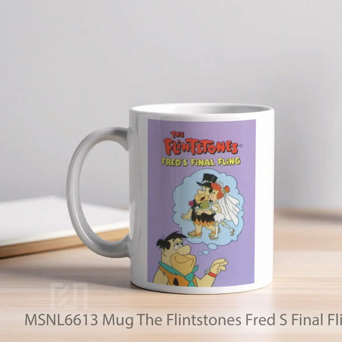 Mug The Flintstones Fred S Final Fling Gelas Keramik Tema Film MSNL6613 - Tampak Kiri