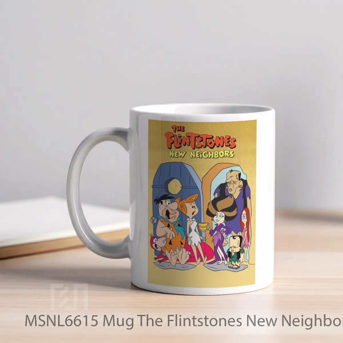 Mug The Flintstones New Neighbors Gelas Keramik Tema Film MSNL6615 - Tampak Kiri