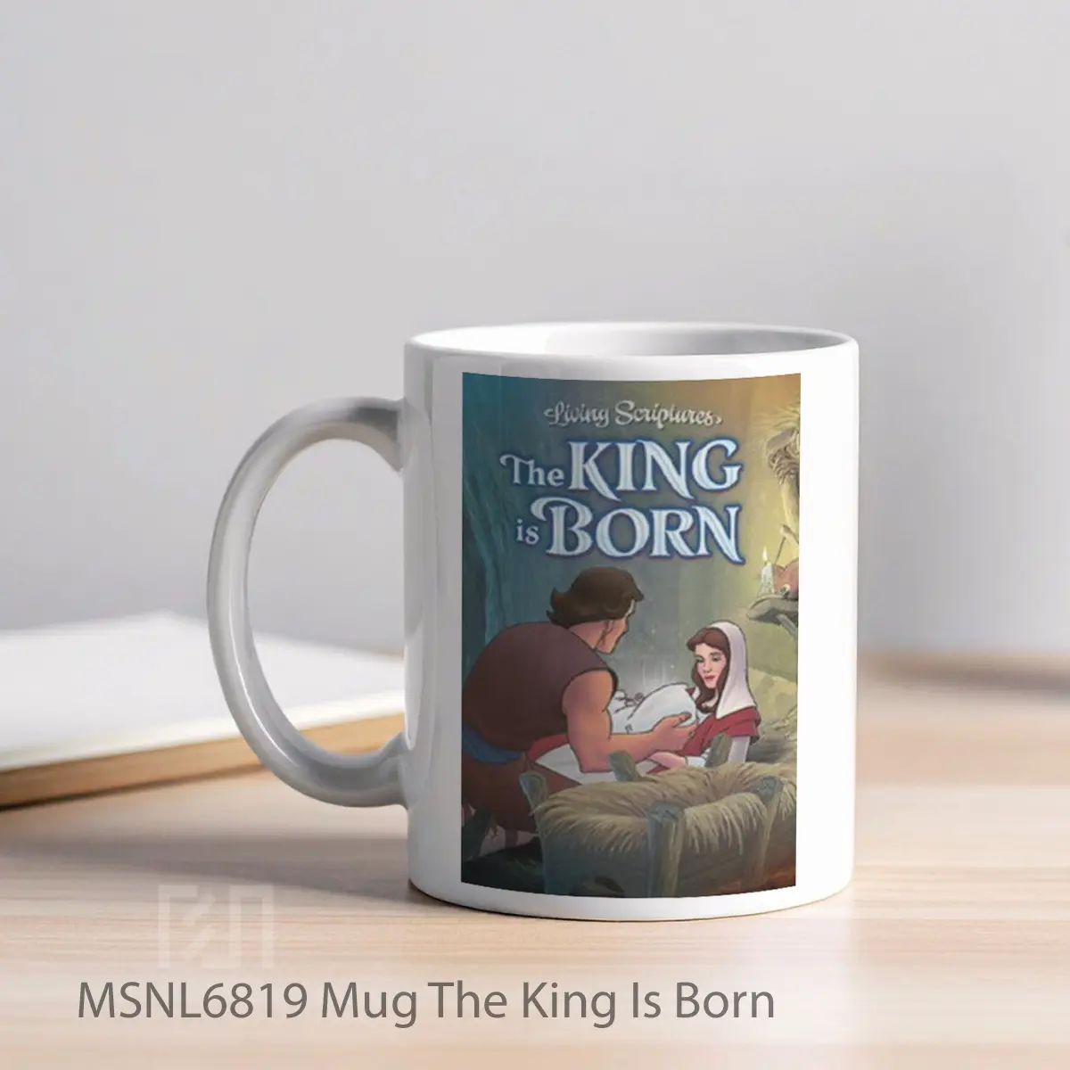 Mug The King Is Born Gelas Keramik Tema Film MSNL6819 - Tampak Kiri