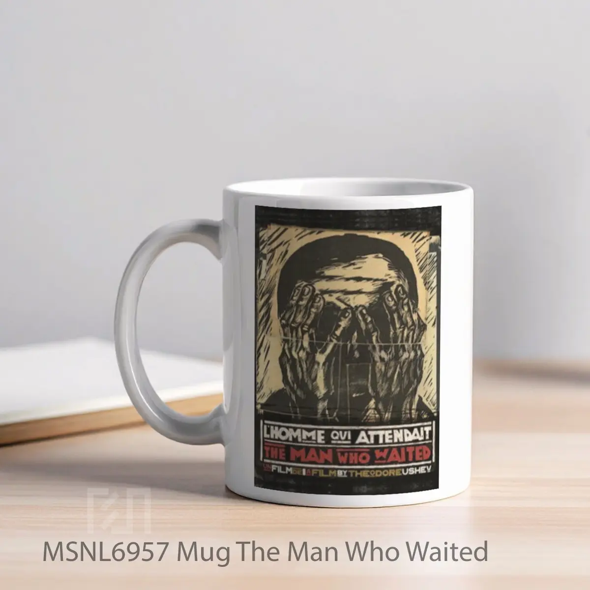 Mug The Man Who Waited Gelas Keramik Tema Film MSNL6957 - Tampak Kiri
