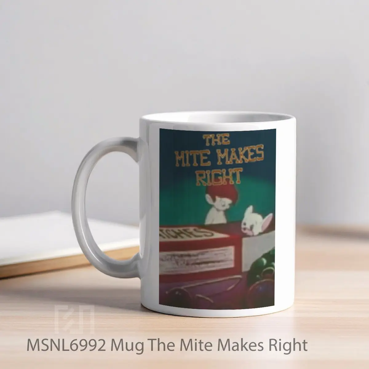 Mug The Mite Makes Right Gelas Keramik Tema Film MSNL6992 - Tampak Kiri