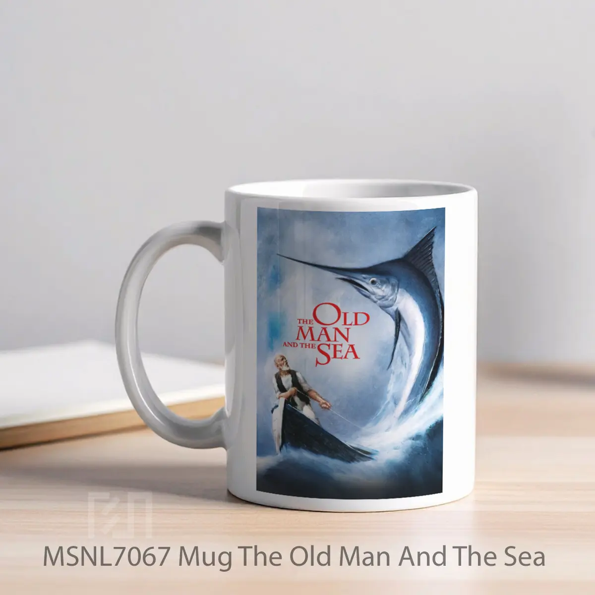 Mug The Old Man And The Sea Gelas Keramik Tema Film MSNL7067 - Tampak Kiri