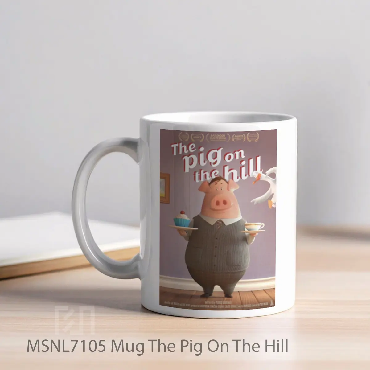 Mug The Pig On The Hill Gelas Keramik Tema Film MSNL7105 - Tampak Kiri