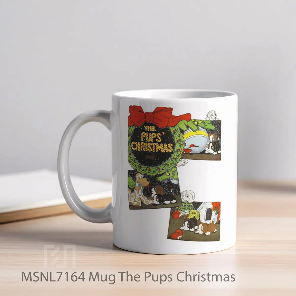 Mug The Pups Christmas Gelas Keramik Tema Film MSNL7164 - Tampak Kiri
