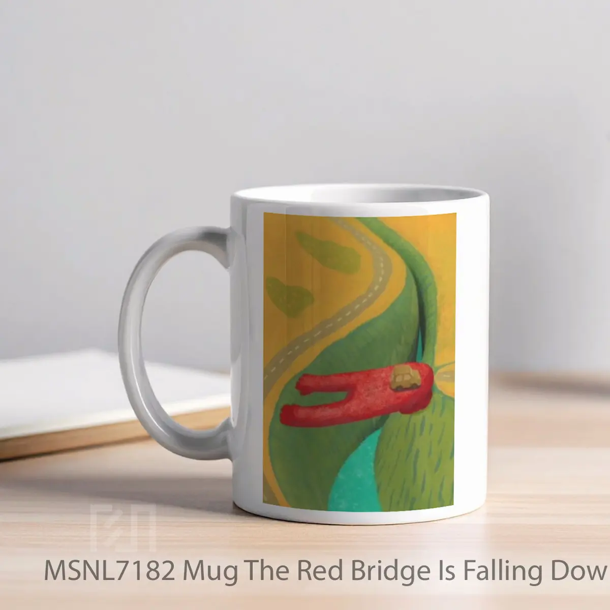 Mug The Red Bridge Is Falling Down Gelas Keramik Tema Film MSNL7182 - Tampak Kiri
