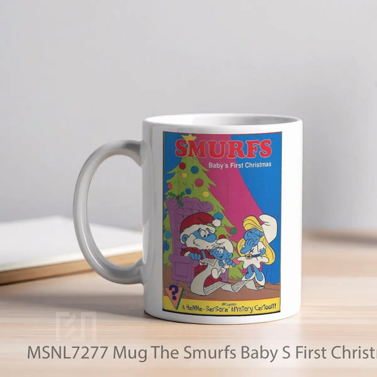 Mug The Smurfs Baby S First Christmas Gelas Keramik Tema Film MSNL7277 - Tampak Kiri