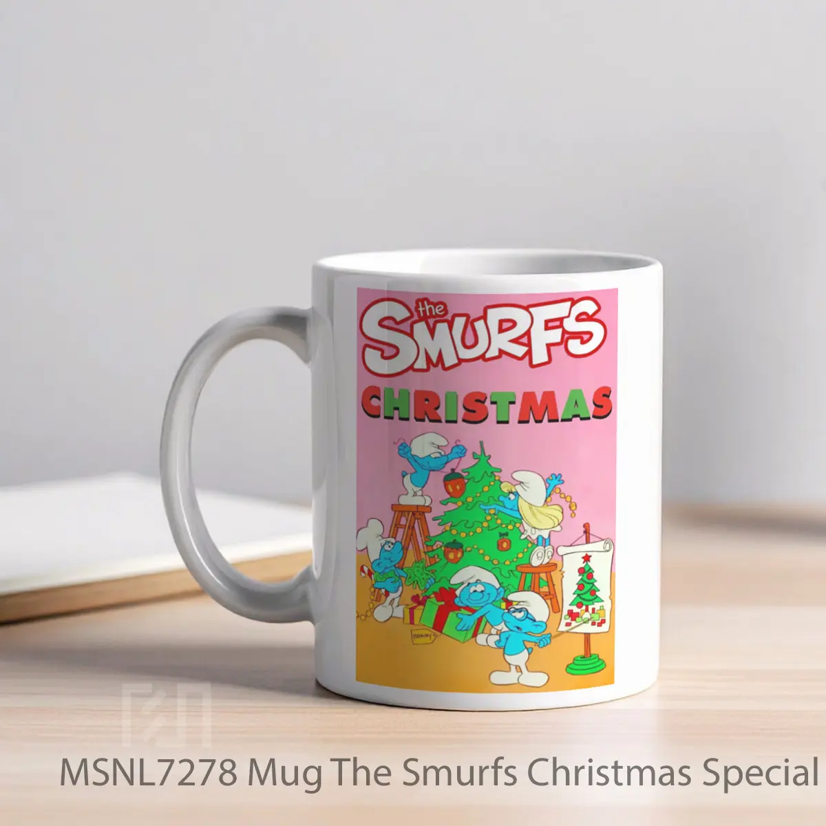 Mug The Smurfs Christmas Special Gelas Keramik Tema Film MSNL7278 - Tampak Kiri