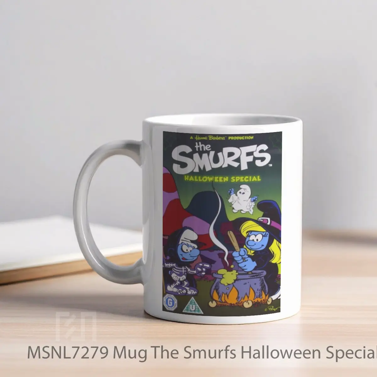 Mug The Smurfs Halloween Special Gelas Keramik Tema Film MSNL7279 - Tampak Kiri