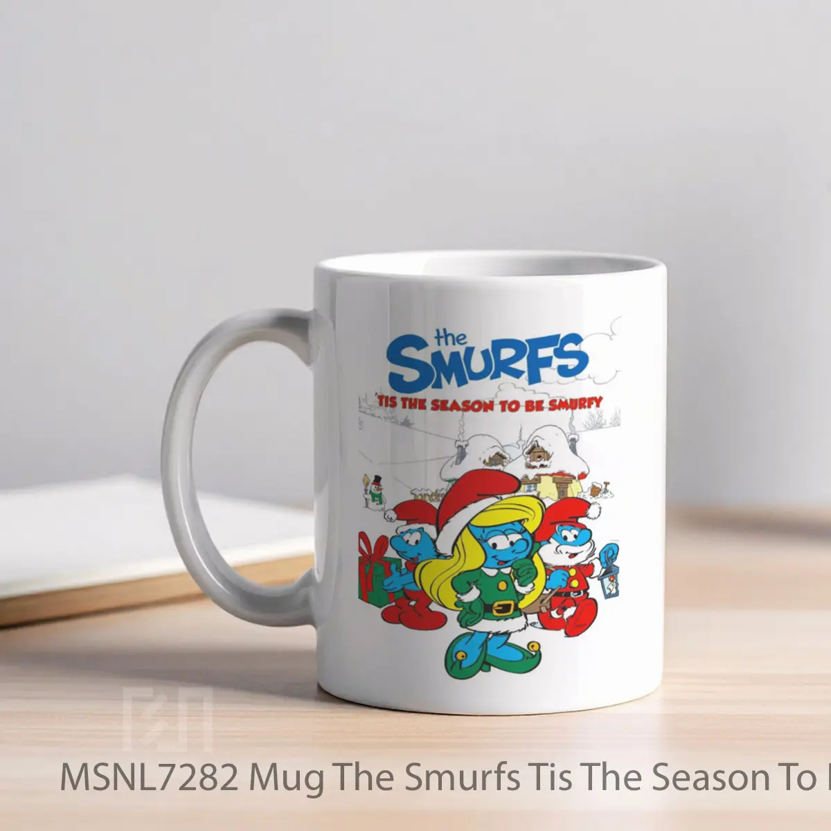 Mug The Smurfs Tis The Season To Be Smurfy Gelas Keramik Tema Film MSNL7282 - Tampak Kiri