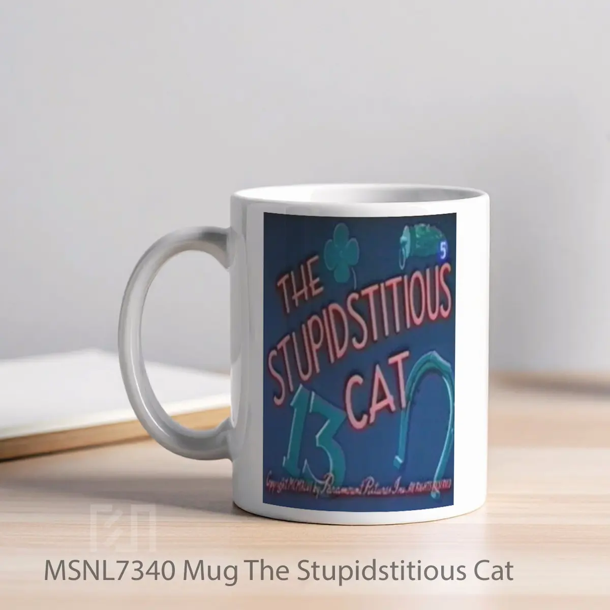Mug The Stupidstitious Cat Gelas Keramik Tema Film MSNL7340 - Tampak Kiri