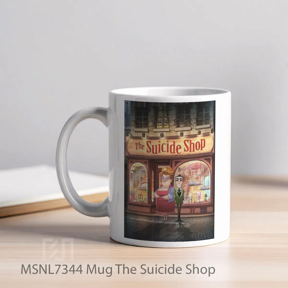 Mug The Suicide Shop Gelas Keramik Tema Film MSNL7344 - Tampak Kiri