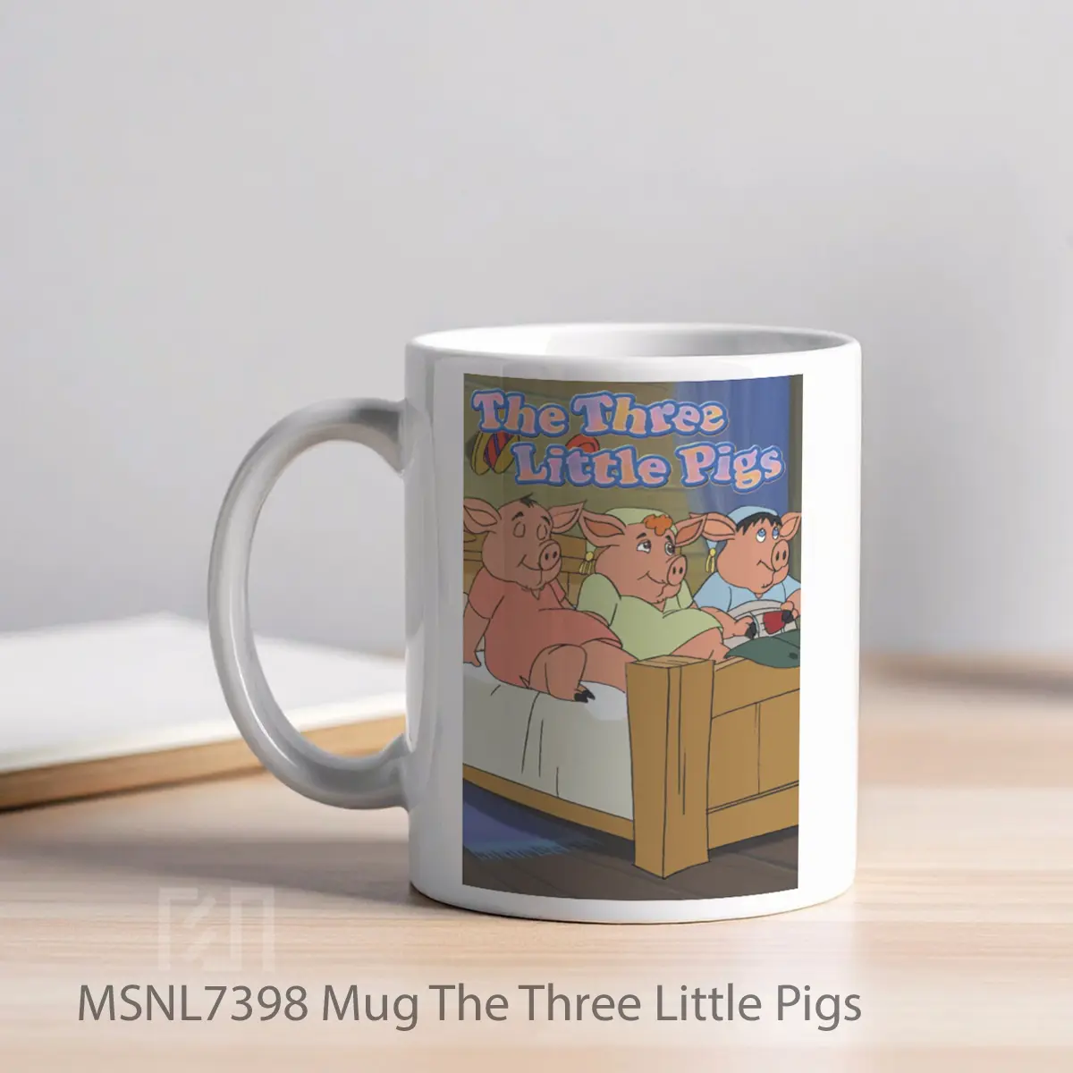 Mug The Three Little Pigs Gelas Keramik Tema Film MSNL7398 - Tampak Kiri