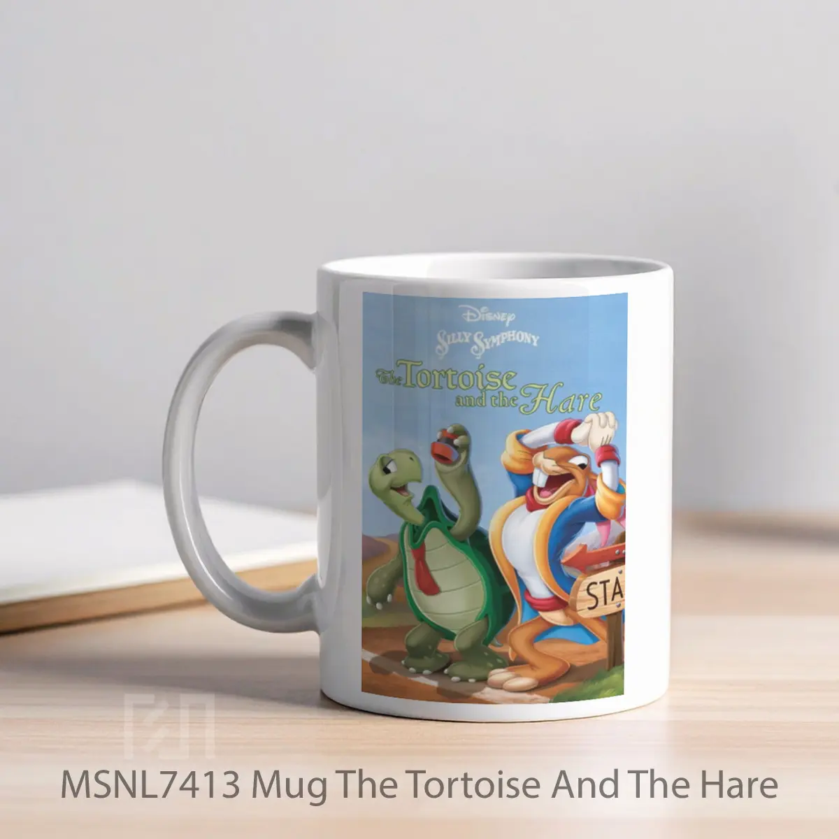 Mug The Tortoise And The Hare Gelas Keramik Tema Film MSNL7413 - Tampak Kiri