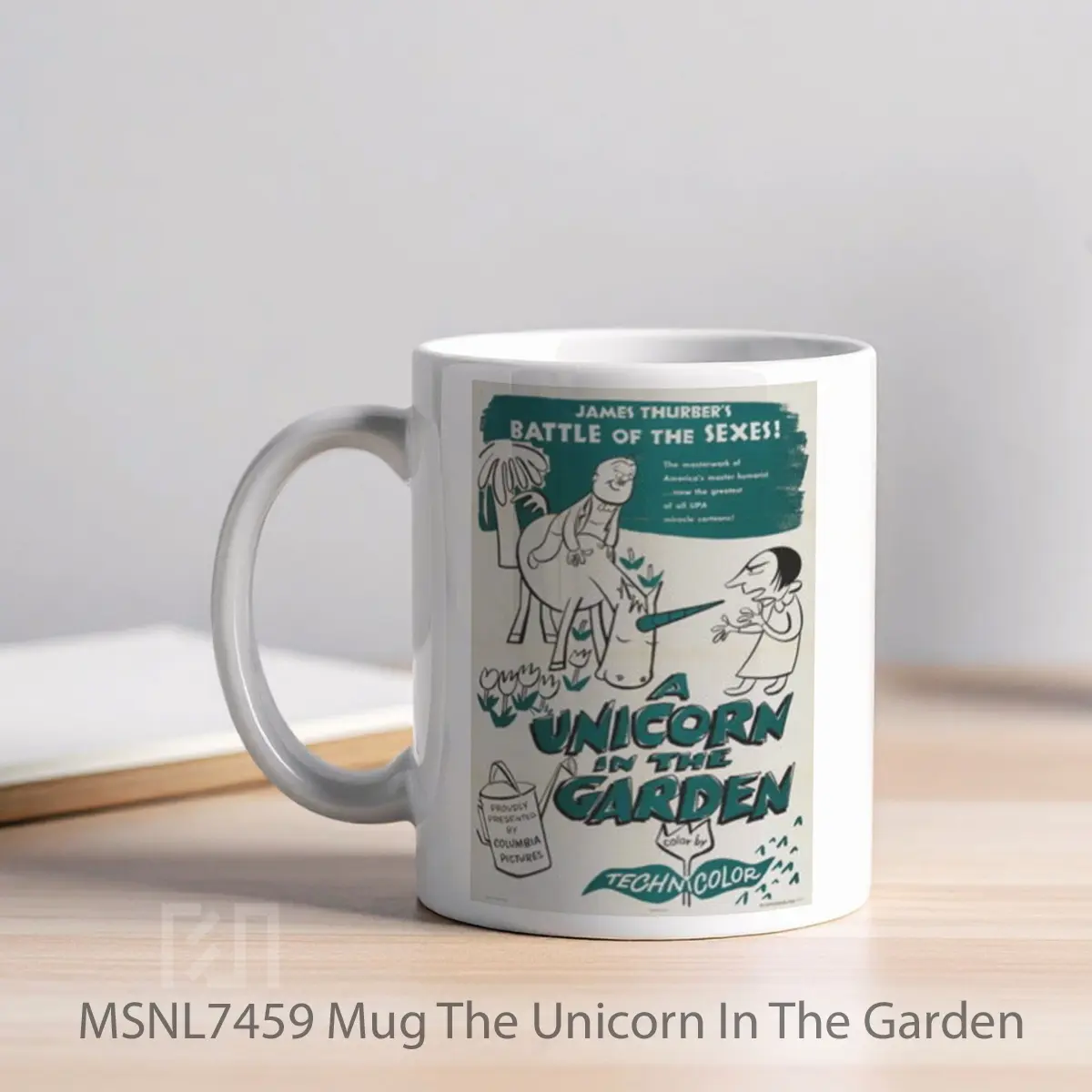 Mug The Unicorn In The Garden Gelas Keramik Tema Film MSNL7459 - Tampak Kiri