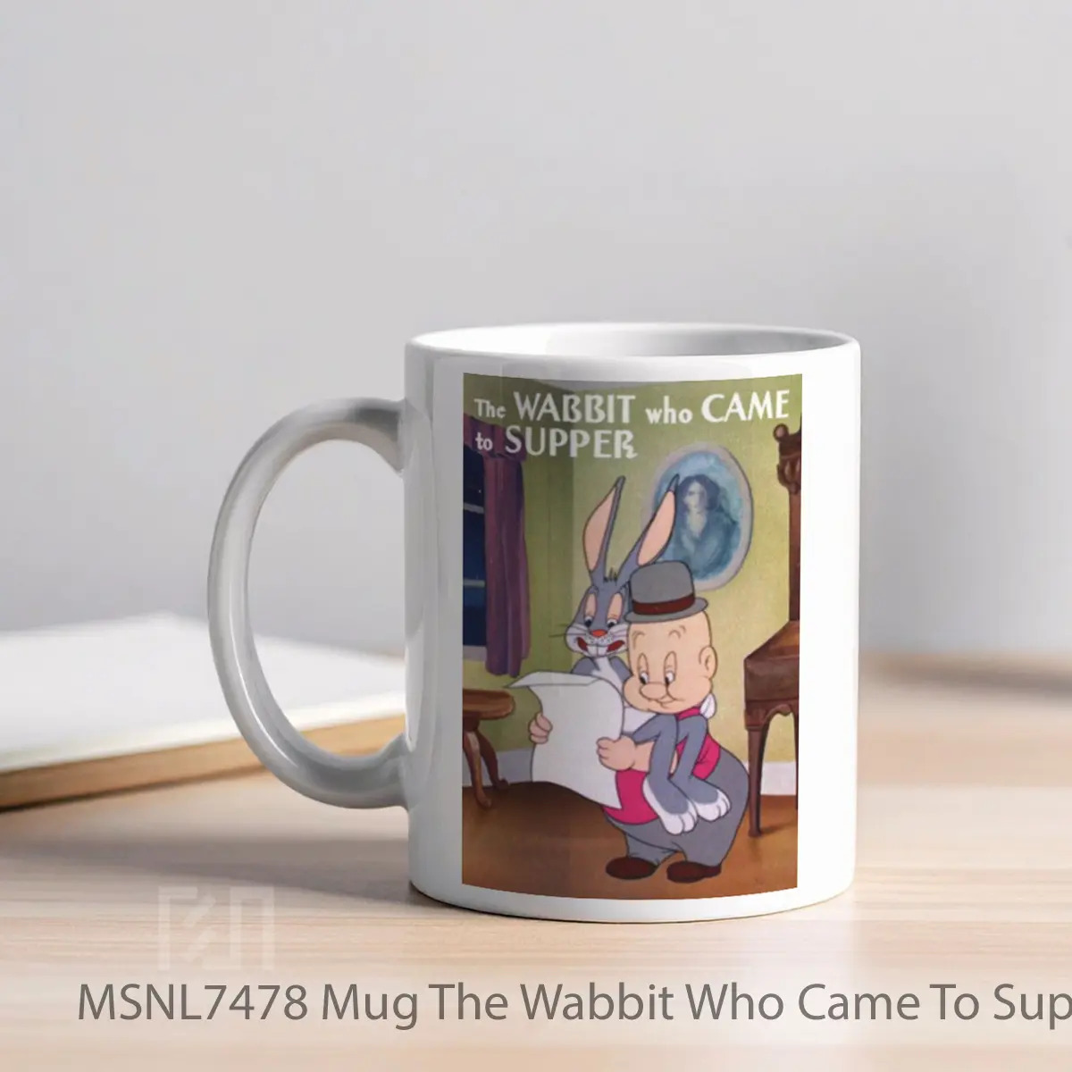 Mug The Wabbit Who Came To Supper Gelas Keramik Tema Film MSNL7478 - Tampak Kiri