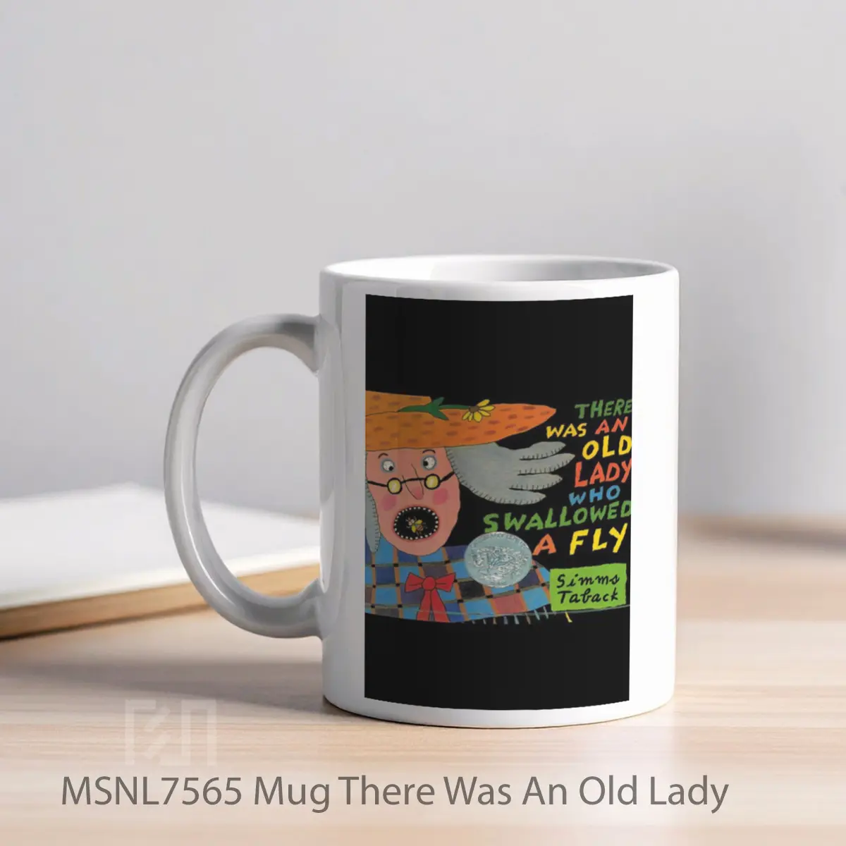 Mug There Was An Old Lady Gelas Keramik Tema Film MSNL7565 - Tampak Kiri
