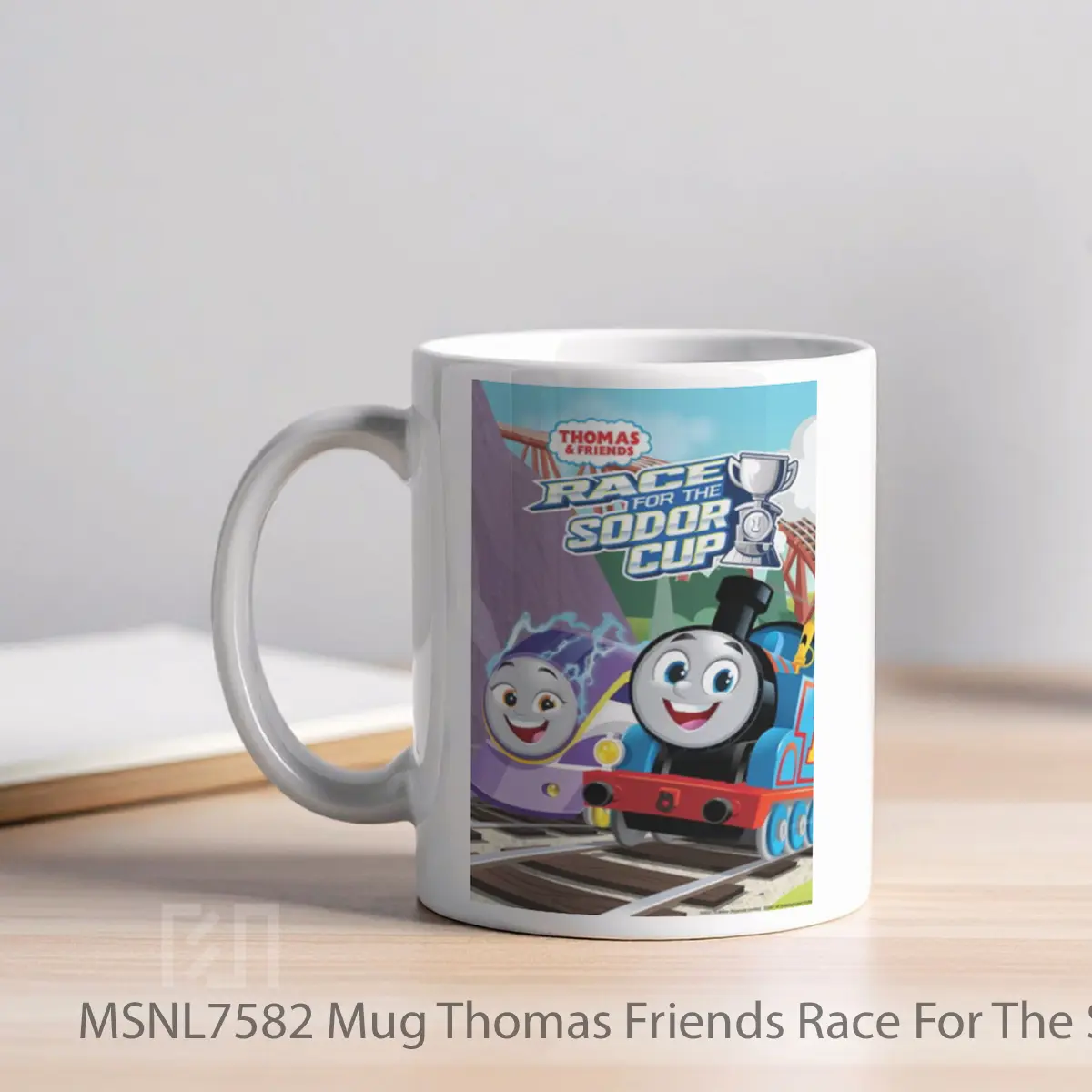 Mug Thomas Friends Race For The Sodor Cup Gelas Keramik Tema Film MSNL7582 - Tampak Kiri