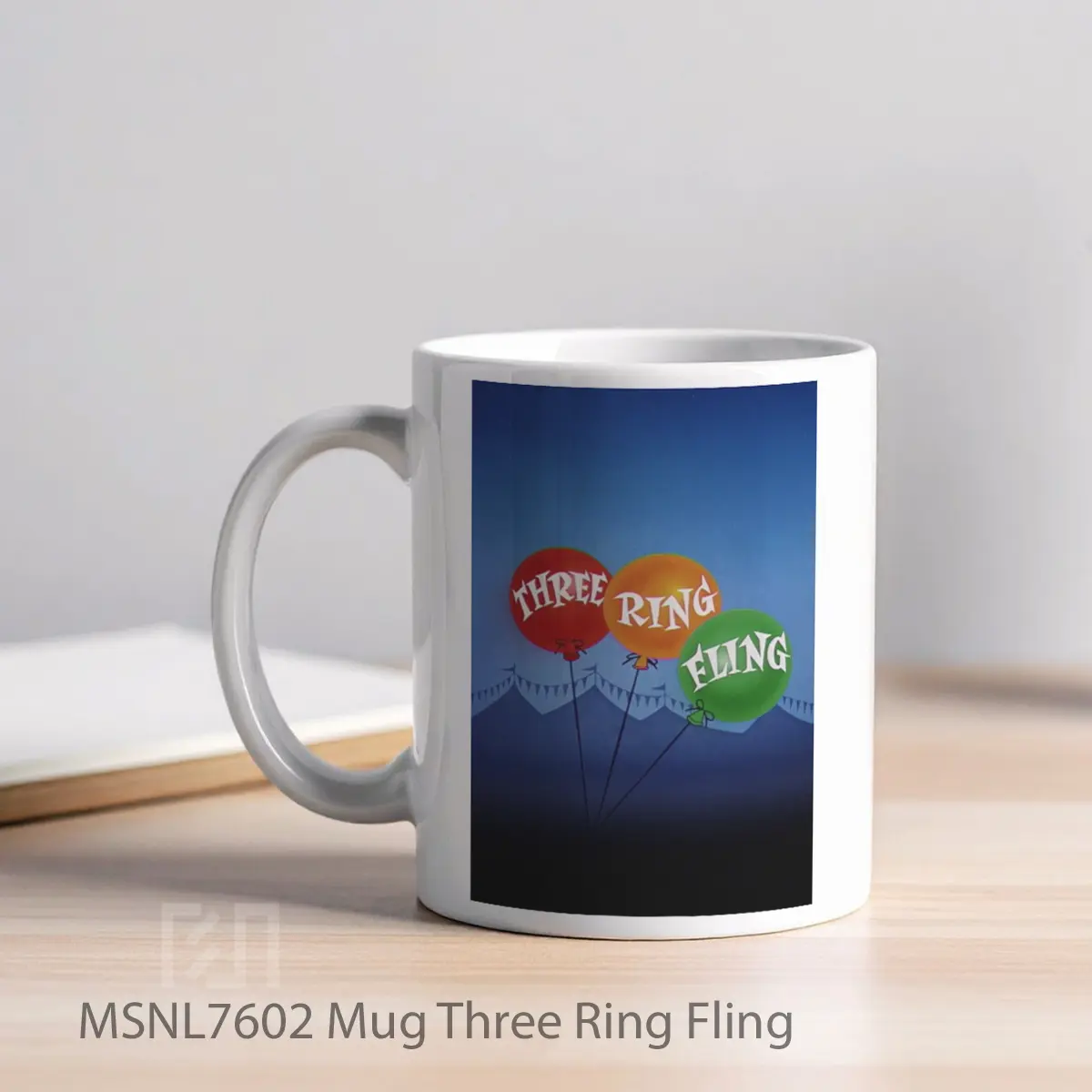 Mug Three Ring Fling Gelas Keramik Tema Film MSNL7602 - Tampak Kiri