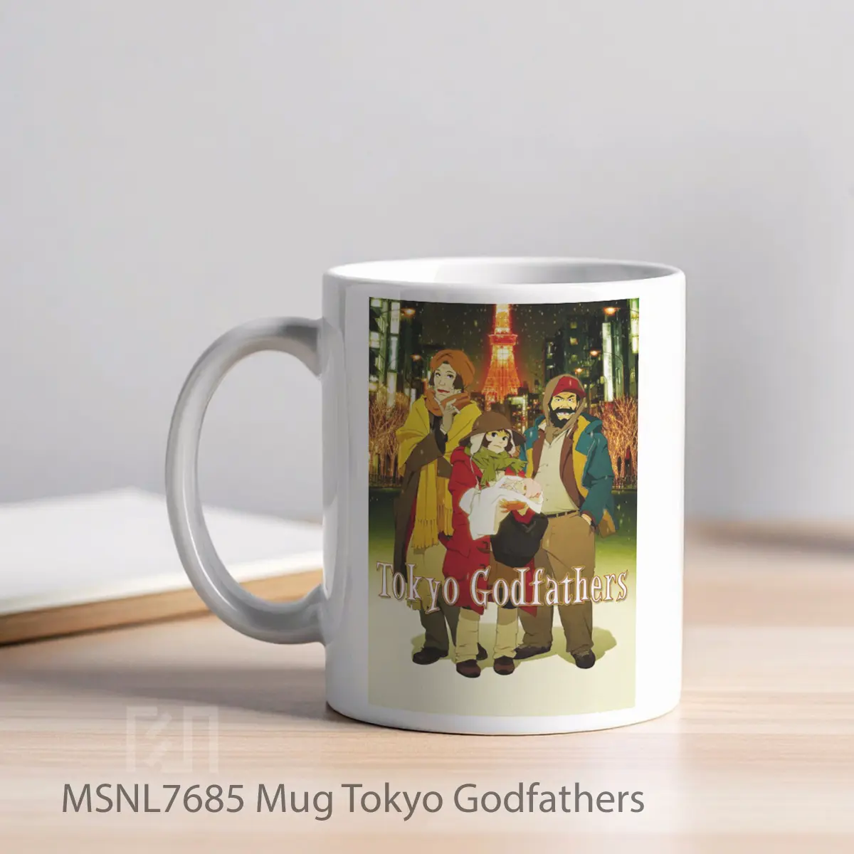 Mug Tokyo Godfathers Gelas Keramik Tema Film MSNL7685 - Tampak Kiri