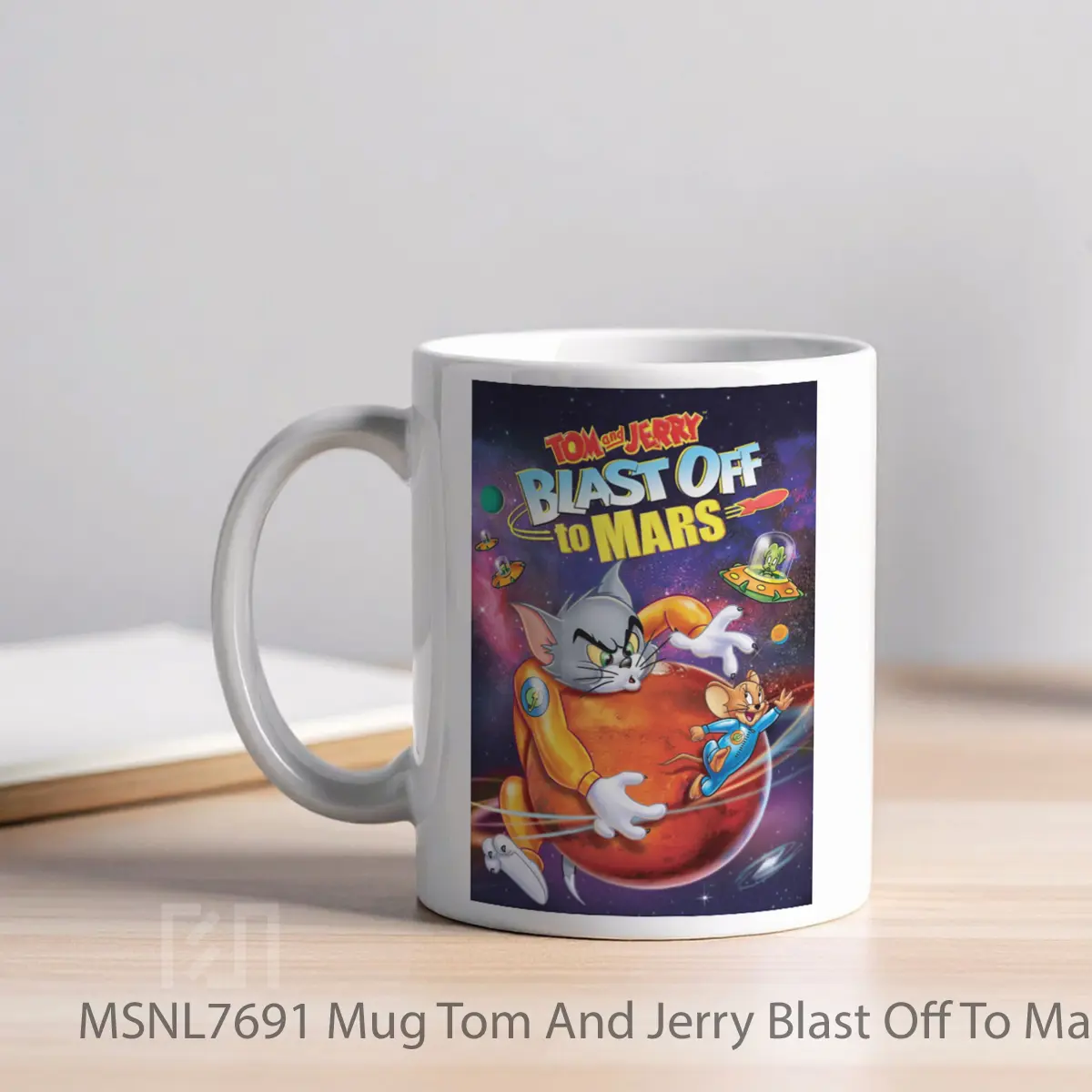 Mug Tom And Jerry Blast Off To Mars Gelas Keramik Tema Film MSNL7691 - Tampak Kiri