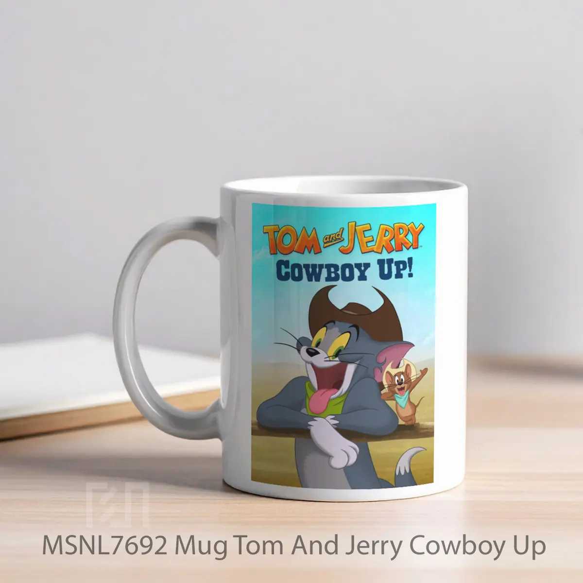 Mug Tom And Jerry Cowboy Up Gelas Keramik Tema Film MSNL7692 - Tampak Kiri